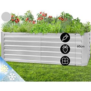 Blumfeldt Fioriera da Esterno, Orto Verticale Rialzato da Esterno per Balcone e Giardino, Mini Orto Rialzato per Piantine, Giardino Verticale da Esterno, Impermeabile 1200L, 200 x 60 x 100cm (Argento)