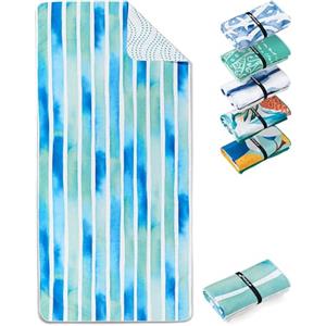 Fit-Flip Telo Mare microfibra - leggero, fine e ad asciugatura rapida - asciugamano microfibra grande - teli antisabbia da spiaggia - 100% riciclato - Aquarell Stripes 160x90cm