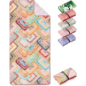 Fit-Flip Telo Mare microfibra - leggero, fine e ad asciugatura rapida - asciugamano microfibra grande - teli antisabbia da spiaggia - 100% riciclato - Fancy Squares 160x90cm