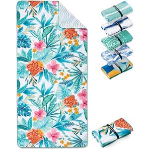 Fit-Flip Telo Mare microfibra - leggero, fine e ad asciugatura rapida - asciugamano microfibra grande - teli antisabbia da spiaggia - 100% riciclato - Tropic Flowers 160x90cm