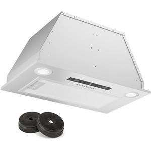 KLARSTEIN Paolo - Cappa da cucina a incasso, cappa sottopensile, 600 m³/h, 200W, filtro antigrasso in alluminio, LED integrato, touch, acciaio inox (Bianco, 52 cm)