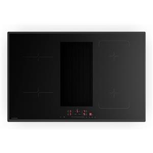Klarstein Velaire Piano Induzione con Cappa Integrata - 80cm, 4 Zone, 8400W Boost, Touch Slider, Timer, Blocco Bambini, Flessibile, Cappa 597 m³/h, Vetro Nero, Piano Cottura Cappa Integrata