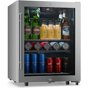 KLARSTEIN LuxeChill Frigorifero per bevande da 60 L - Frigo per bevande con sportello in vetro, controllo touch, 0-10 °C, 3 ripiani, luce LED, IPX4 per cucine all'aperto