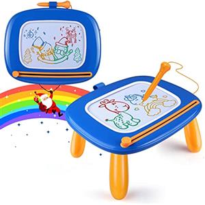 Smasiagon Lavagna Magnetica per Bambini, Tavola da Disegno Cancellabile Lavagnetta Magica con Gambe Stabili, Portatile Giocattoli Educativi, Regalo per Bambino 1 2 3 Anni (Blu Marino)