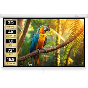 tectake® Schermo Proiettore 16:9 4K HD, 160 x 90 cm (72), Telo Proiettore Regolabile, Bordo Nero Per Parete, Schermo Portatile Cinema Home Theatre, telo per proiettore avvolgibile per casa, scuola