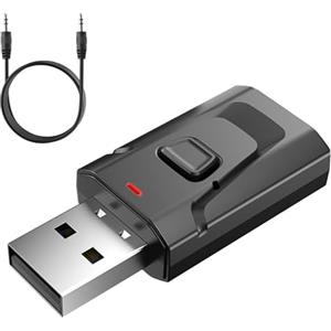 HENGBIRD Adattatore Bluetooth USB 5.0 2 in 1 USB Bluetooth trasmettitore audio TV adattatore Bluetooth adattatore TV USB Bluetooth Auto Audio 3,5 mm Low Latency Trasmettitore Ricevitore per PC Cuffie