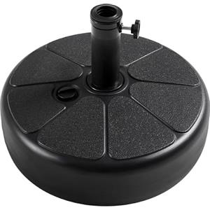 Yaheetech Base per Ombrellone da Giardino da Φ38mm o Φ48mm Esterno in HDPE Riempibile con Sabbia o Acqua 22L Rotonda Antiscivolo Terrazza Piscina Spiaggia Nero