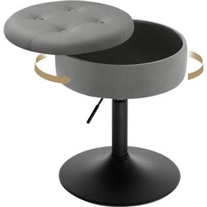 WOLTU Sgabello da Trucco, Sedia con Contenitore, in Velluto, Grigio Scuro
