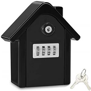 WACCET Cassaforte per Chiavi Grand Cassetta Chiavi Esterno Combinazione a 4 Cifre e Emergenza Chiave, Cassetta Sicurezza Chiavi Muro per Casa (Nero)