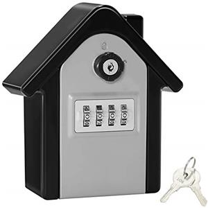 WACCET Cassaforte per Chiavi Grand Cassetta Chiavi Esterno Combinazione a 4 Cifre e Emergenza Chiave, Cassetta Sicurezza Chiavi Muro per Casa (Argento)