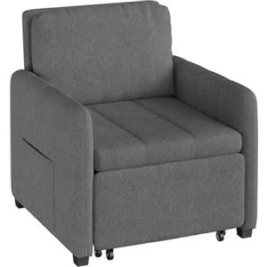 WOLTU 3-in-1 Divano Letto, Poltrona Letto Trasformabile con Reclinazione a 5 Posizioni, Divano Singolo Pieghevole per Piccoli Spazi, Chaise Lounge, Tessuto in Spugna Traspirante, Grigio Scuro