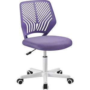 Yaheetech Sedia Ufficio Scrivania Senza Braccioli Girevole a Rotelle Ergonomica Portata 136 kg in Rete Traspirante Altezza Regolabile Viola Chiaro