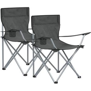 SONGMICS Sedie da Campeggio, Set di 2 Sedie da Esterno, con Braccioli, Portabicchiere, Portatile, Pieghevole, Portante di 120 kg, per Campeggio, Giardino, Spiaggia, Terrazza, Grigio Ardesia GCB001G11