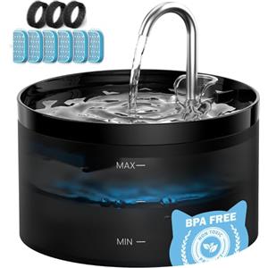 GIOTOHUN Fontanella per Gatti Fontanella Gatto: Fontana per Gatto - Forma di Rubinetto - Pompa Dell'acqua Super Silenziosa, Nero-2L+6 Filtris+3 Spugnas