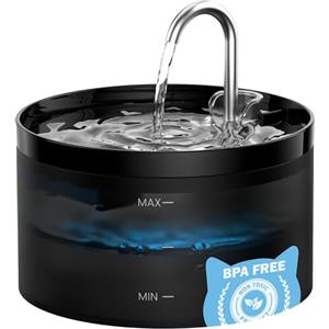 GIOTOHUN Fontanella per Gatti, GIOTOHUN Fontanella Gatti, 2L Fontanella Gatto, Forma di Rubinetto, Pompa Dell'acqua Super Silenziosa, Filtraggio dei Peli Randagi, Due tipi di Modalità di Flusso Dell'Acqua,Nero