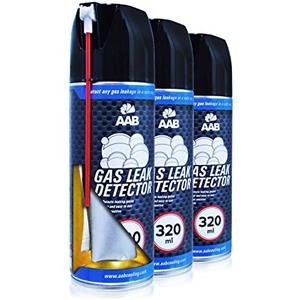 AABCOOLING Rilevatore Fughe Gas 320ml - Set di 3 Pezzi - Lo spray funziona in qualsiasi posizione, Rilevatore gas GPL, Rilevatore Fughe Gas Metano per uso domestico e professionale