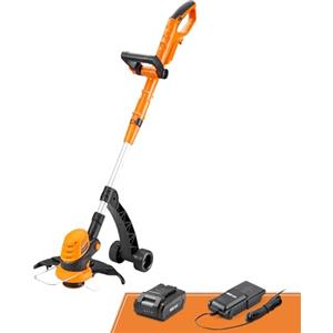 LawnMaster Decespugliatore Tagliabordi a Batteria 24V 2,0Ah, stelo in Alluminio regolabile, Rasaerba Elettrico da Giardino, Diametro Taglio 25 cm e filo da 1.65 mm - 1*Batterie Incluse