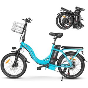 SAMEBIKE CY20 Bicicletta Elettrica Pieghevole 20 per Adulti, E-Bike Urbana 36V 12Ah con Batteria Rimovibile e Cestino Anteriore, Ideale per Pendolari (Nero)
