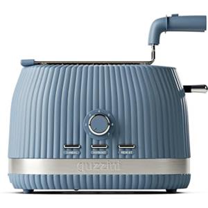 Guzzini, Sous Chef, Tostapane in Materiale Bio-Based, 7 Livelli di Tostatura, con Pinze Apribili e Griglia Scalda-Croissant, Vaschetta Raccoglibriciole Estraibile (Blue Navy)