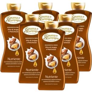 Generico Spuma di Sciampagna Bagnodoccia NUTRIENTE Crema Argan, 650ml, Doccia Idratante e Nutriente Confezione da 3 o 6 Pezzi (6)