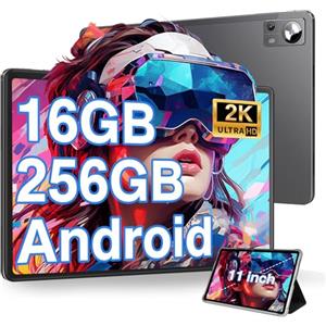DMOAO Tablet 11 Pollici Android con 16GB RAM 256GB ROM(1TB Espandibile), 2K FHD Tablet con Camera Tripla(13MP+5MP+2MP), 8 Core, 2.0 GHz, IPS 2000 * 1200, 5G Wi-Fi, 8600 mAh, GPS, BT 5.0, Grigio