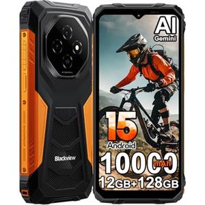 Blackview Fort 1 Rugged Smartphone Android 15, 12GB+128GB/2TB 10000mAh Telefono Indistruttibile, Fotocamera 16MP, 6.56" HD+ 90Hz Cellulari Resistente IP68,5G WIFI/NFC/OTG/GPS/FM/Gemini AI, Arancia