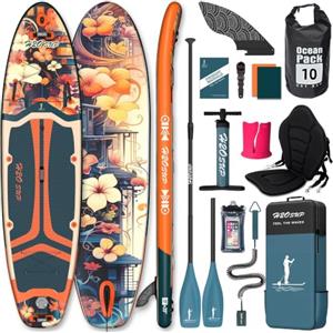 H2OSUP Tavola Sup Gonfiabile - Stand Up Paddle con Accessori Premium, Superstabilità Sup Gonfiabile, Paddle Boards Adulti con Capacità di 200KG per 3 Persone