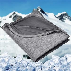 HOMFINE Coperta termica per dormienti caldi - Coperta estiva leggera con Q-Max giapponese > 0,43 fibre fredde, 2 in 1, double face, coperta da viaggio, Grigio Scuro, 130 X 170 CM