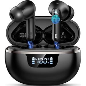 Jxrev Cuffie Bluetooth 5.4, 2026 Nuovo Auricolari Bluetooth Stereo HiFi, 48 Ore Cuffiette In Ear con 4 ENC Cancellazione Rumore Mics, IP7 Impermeabili Cuffie Senza Fili, Cuffiette Touch Control, LED Display