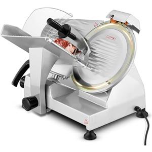 FOHERE 240 W Affettatrice Elettrica Commerciale per Carne Affettatrice per Prosciutto Lama 254 mm 350-400 giri/min Salumi Con Lama in Acciaio Inossidabile per Tagliare a Fette Carne Formaggio