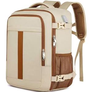 PUSLOM Zaino 40x30x20 per Ryanair Bagaglio a Mano per Wizzair Eurowings Zaino da Viaggio Aereo 24L Borsa da Cabina per Voli,14 Pollici Zaino Porta PC con Caricatore USB Zaino da Viaggio per Donna,Beige