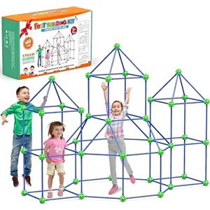 zqiliboyi Fort Building Kit per bambini, 140 pezzi giocattoli educativi set da gioco, kit di costruzione Den per bambini 4-8, giocattolo per casetta, set di costruzione creativa, tunnel fai da te e tenda da