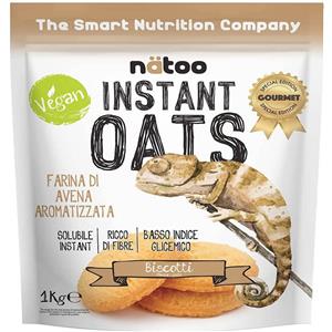 NÄTOO Instant Oats - Farina di avena aromatizzata Pizza, 1000g, Basso Indice Glicemico, Alto Contenuto di Fibre, Solo 1g di Zuccheri