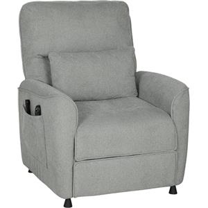 HOMCOM Poltrona Relax Elettrica Massaggiante e Riscaldante, Silenziosa, Poltrona Reclinabile 150° in Ciniglia con Cuscino, Funzione Memory, 2 Telecomandi, Poggiapiedi, Soggiorno Ufficio, Grigio Scuro