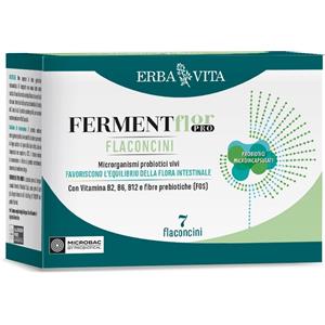Erba Vita Ferment Flor Pro - Integratore per il Benessere Intestinale con Probiotici e Prebiotici, 7 Flaconcini da 10 ml