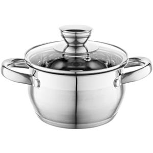 FLORINA Pentola in Acciaio Inox (1,3 l) 14 cm I Pentola con Coperchio in Vetro OLIVER I Adatta alla Lavastoviglie I Pentola per Pasta, Zuppa I Ideale per Tutti i Tipi di Fornelli e Induzione