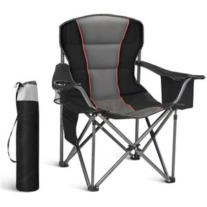 LET'S CAMP Sedia da campeggio pieghevole con portabevande e borsa frigo, pieghevole, fino a 200 kg