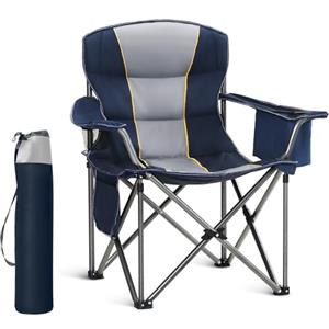 LET'S CAMP Sedia da campeggio pieghevole con portabevande e borsa frigo, pieghevole, fino a 200 kg
