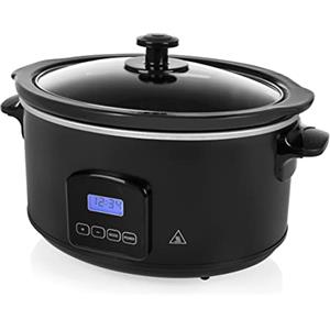 Tristar Slow Cooker, 4,5 L, 210 W, Pentola Interna in Ceramica | Comandi digitali con timer, Funzione mantenimento calore, Coperchio trasparente, Piedini antiscivolo, VS-3920
