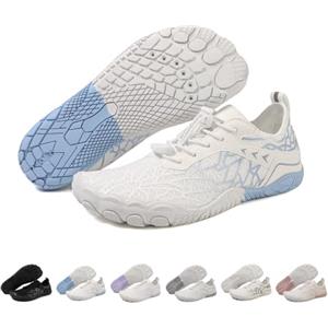 GemChve Scarpette da Scoglio Uomo,Scarpe da Scoglio Donna,Suola Antiscivolo a 5 Dita,Drenaggio Rapido,Scarpe Barefoot,Leggere,per Escursionismo y Crossfit WhiteBlue 43 EU