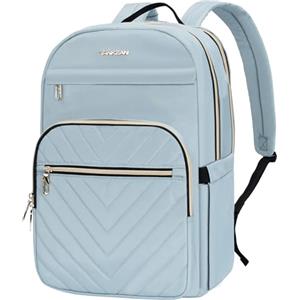 Vankean, zaino da 15,6 pollici per laptop da donna, elegante e alla moda, con porta USB, impermeabile, ideale per viaggi, lavoro e università, borsa da giorno casual, colore blu chiaro