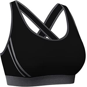 Litherday Reggiseno Sportivo Donna Push Up Senza Ferretto Imbottito e Traspirante Top Fitness per Yoga Corsa Allenamento e Palestra Nero M