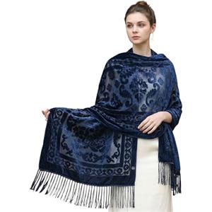 Zidoley Pashmina - Sciarpa da sposa e stola da sposa, elegante e morbida, accessorio da sposa leggero per matrimoni, cerimonie ed eventi serali, Blu mare, 1