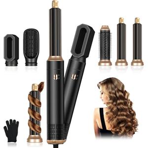 Journeyside Spazzola ad Aria Calda 5 in 1, 1000W Spazzola Asciugacapelli, Multiplo Hair Air Styler Set con 3 Temperature, Spazzola Modellante Ad Aria Per Capelli Ricci, Volumizzante, Lisciante, Asciugare