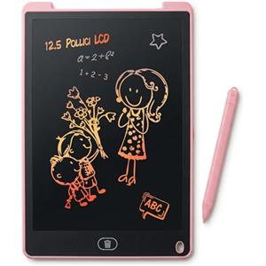 Meridiana - 1 Tavoletta Grafica LCD Scrittura Colorato 12 Pollici, Lavagna da Disegno Cancellabile, Lavagna magnetica da parete, Regalo Bambini, per Giochi 2 3 4 5 6 7 Anni, (1 Rosa)
