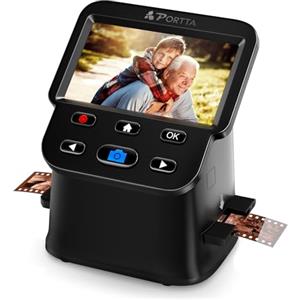 PORTTA Film Scanner with 5" LCD Screen, 22MP Slide & Negative Scanner, Converts 135, 126, 110 Film & Slides to Digital Photos, HDMI Output, SD Card Storage, No Computer Required