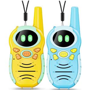 FIVAVA Walkie Talkie Bambini,Walkie Talkie Ricaricabile con Schermo LCD e Lanterna,Lungo Raggio di 3-5 km,Apparecchio di Comunicazione per Camping,Escursioni ed Avventure(3-12 Anni)
