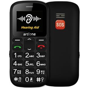 artfone CS181 Nero - Telefono Cellulare per Anziani con Tasti Grandi丨Funzione SOS丨Chiamata Rapida丨USB - C丨Funzione di orario丨1.8" Display丨Doppia SIM GSM Cellulare senior丨Aiuto auditivo丨FM Radio丨Torcia