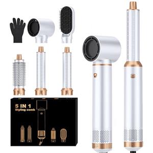 Atopskins Pro Airstyler 5 in 1 Hairstyler Spazzola Asciugacapelli Multifunzione Hair Styler Airbrush Spazzola Phon per Capelli Con Air Hair Curler Spazzola Lisciante 3 Regolazione della Temperature