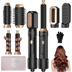 Atopskins 1000W Spazzola Asciugacapelli 6 in 1 Asciugacapelli Hair Styler mit Hairstyler, Air Styler Set con Airflow Arricciacapelli,Spazzola Phon,per Arricciatura,Stiratura,Volumizzante